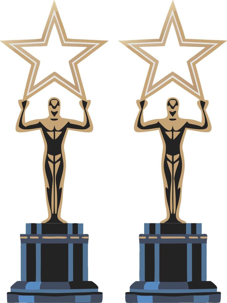 Gold Star Trophy Award Illustration for Achievement Recognition vector