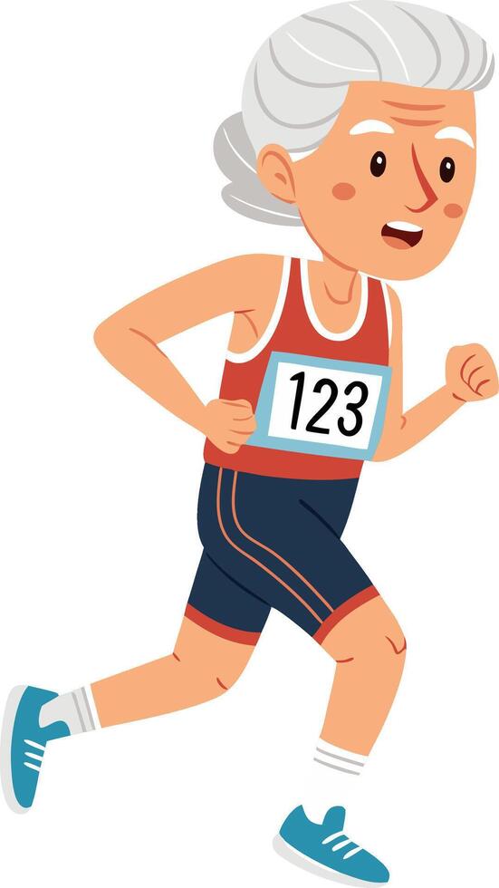 Elderly Runner in Athletic Wear Embracing Active Lifestyle Illustration vector