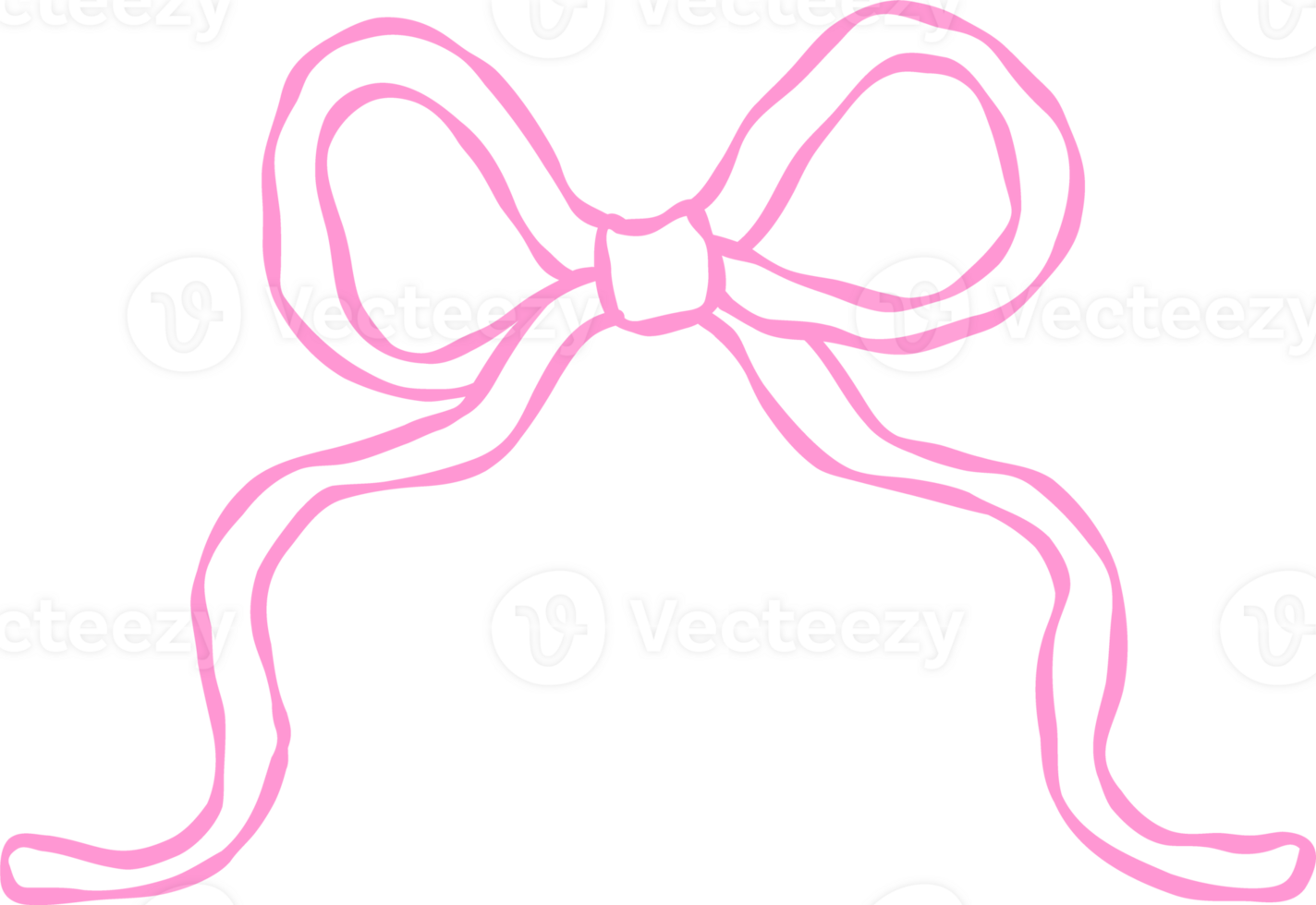 Retro Squiggle Wavy Pink Ribbon Bow Outline Hand Drawn png