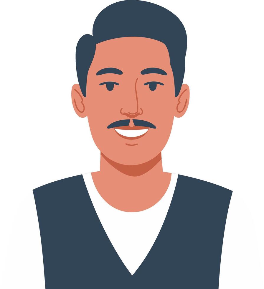 Smiling Man with Mustache Illustration for Avatars and Profile Graphics vector