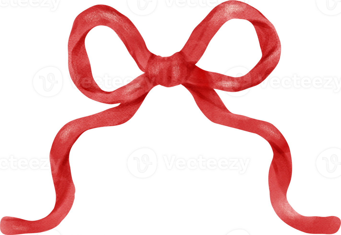 Retro Whimsical Ribbon Bow Red watercolor Wavy png