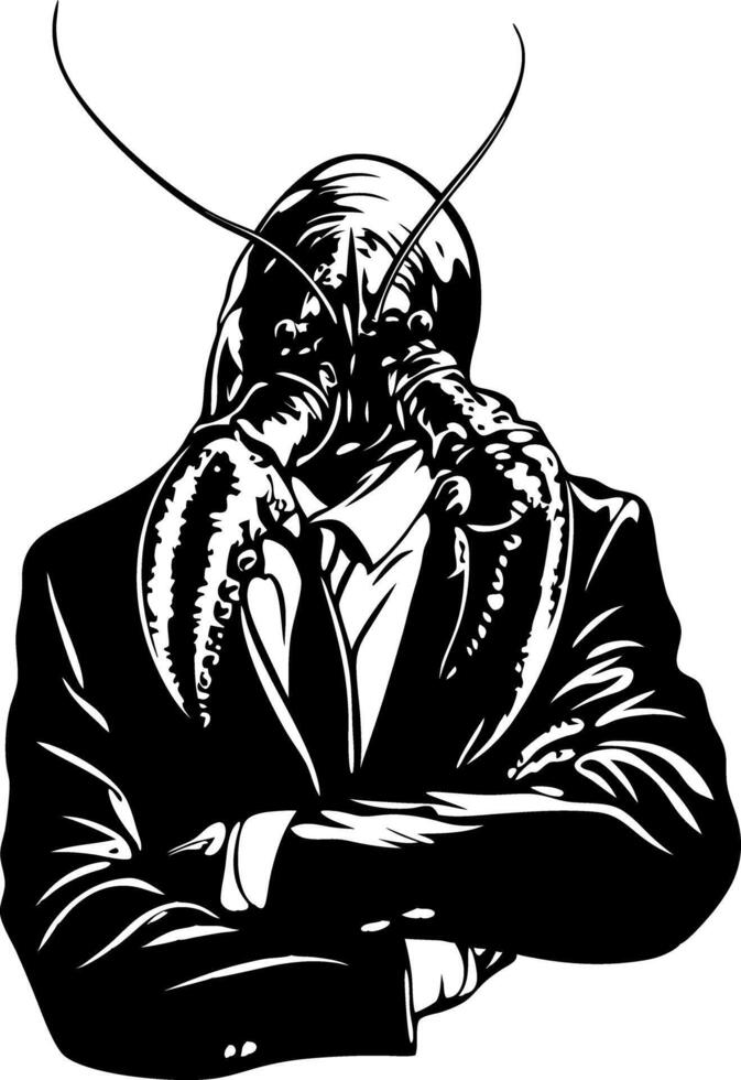 Lobster Head Businessman Illustration Surreal Abstract Design vector
