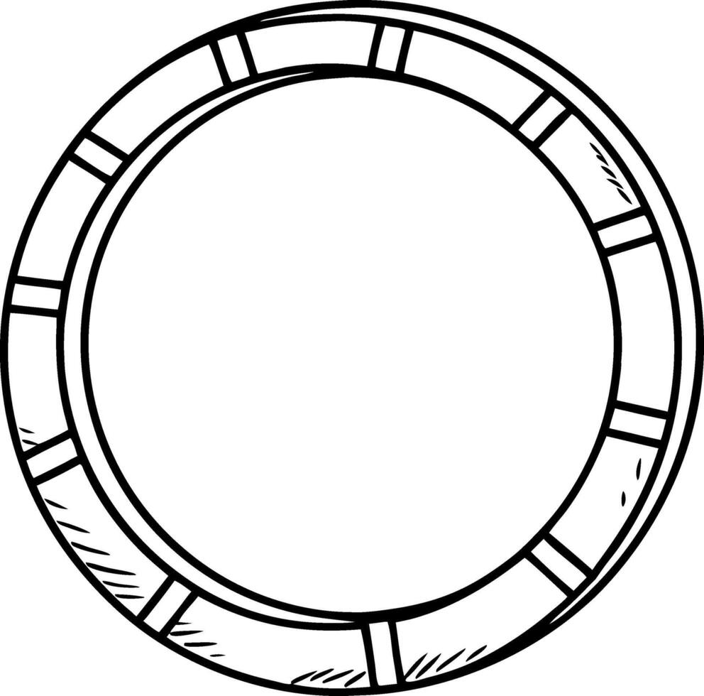 Circular Lifebuoy Nautical Rescue Safety Outline Design vector