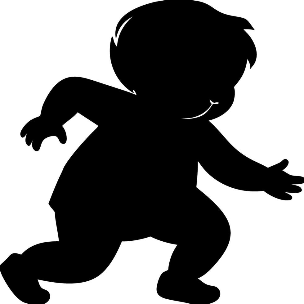Silhouette of Playful Child Running Illustration for Design Projects vector