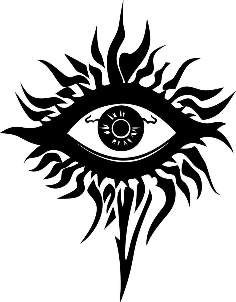 Mystical Eye with Tribal Flames Art Symbol for Tattoo and Design vector