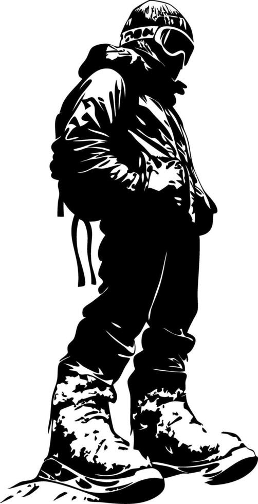 Snowboarder Silhouette in Winter Gear for Design and Decor vector