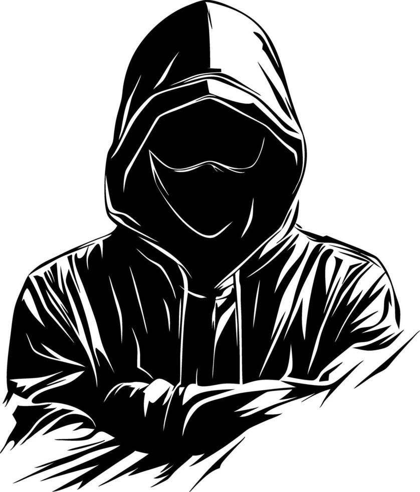Hooded Mysterious Figure Design for Tattoos and Graphics vector