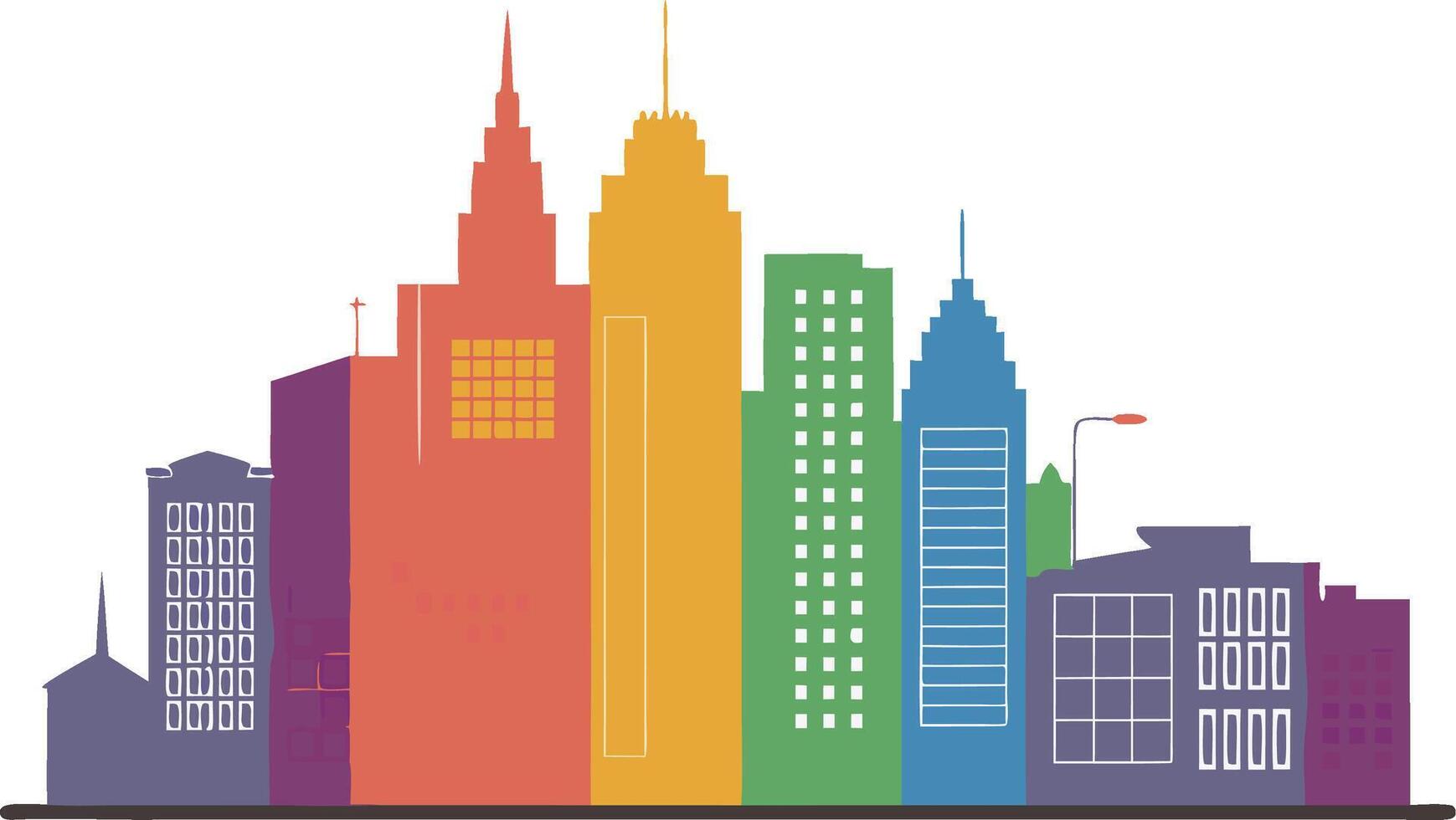 Colorful Urban Skyline Illustration for Creative Designs vector