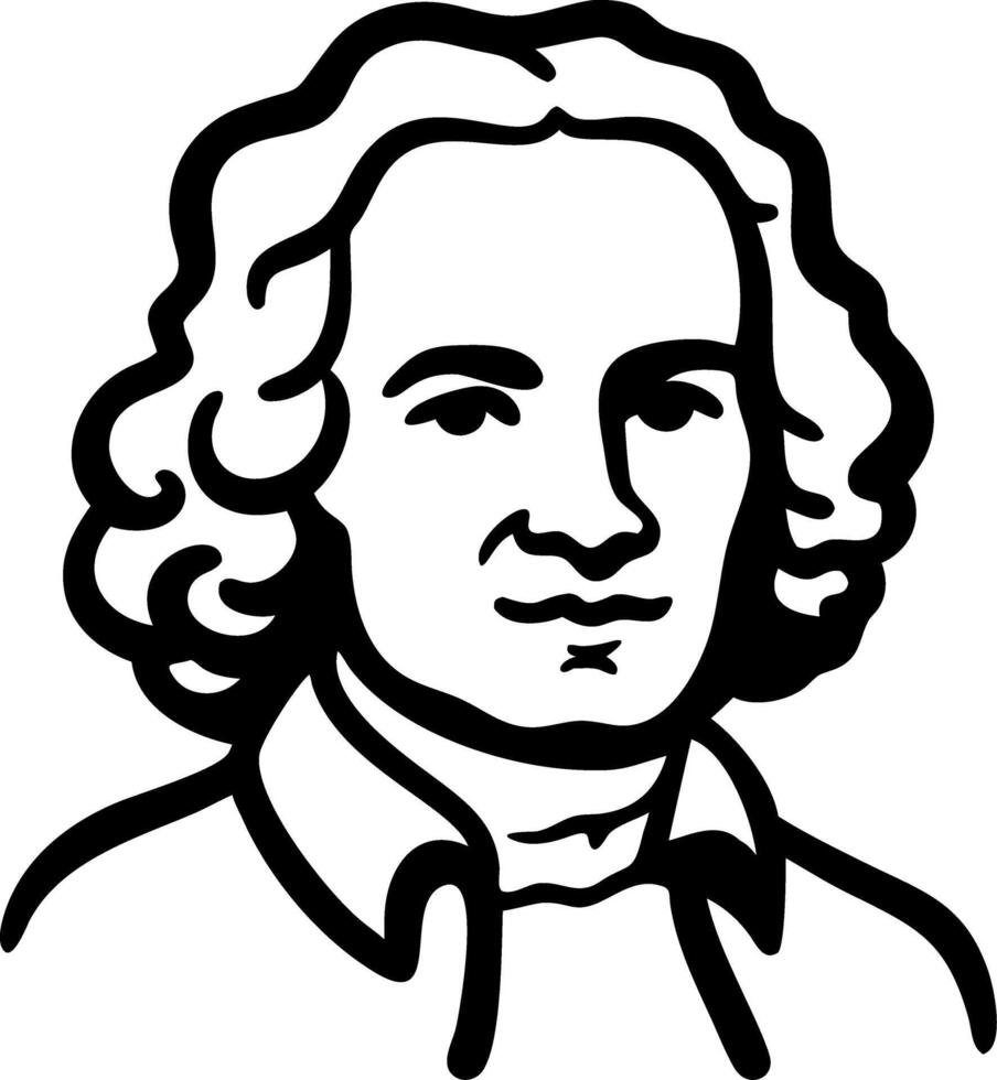 Vintage Historical Figure Portrait Black and White Illustration vector