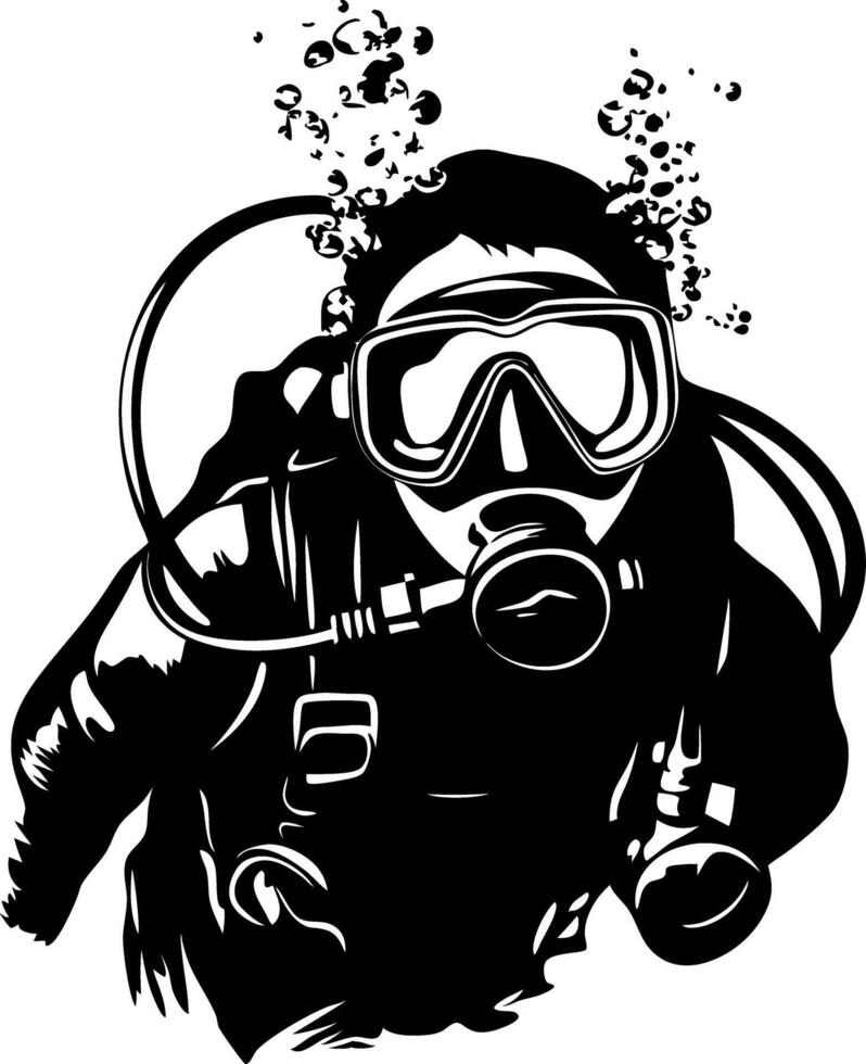 Scuba Diver Silhouette Underwater Adventure Illustration vector