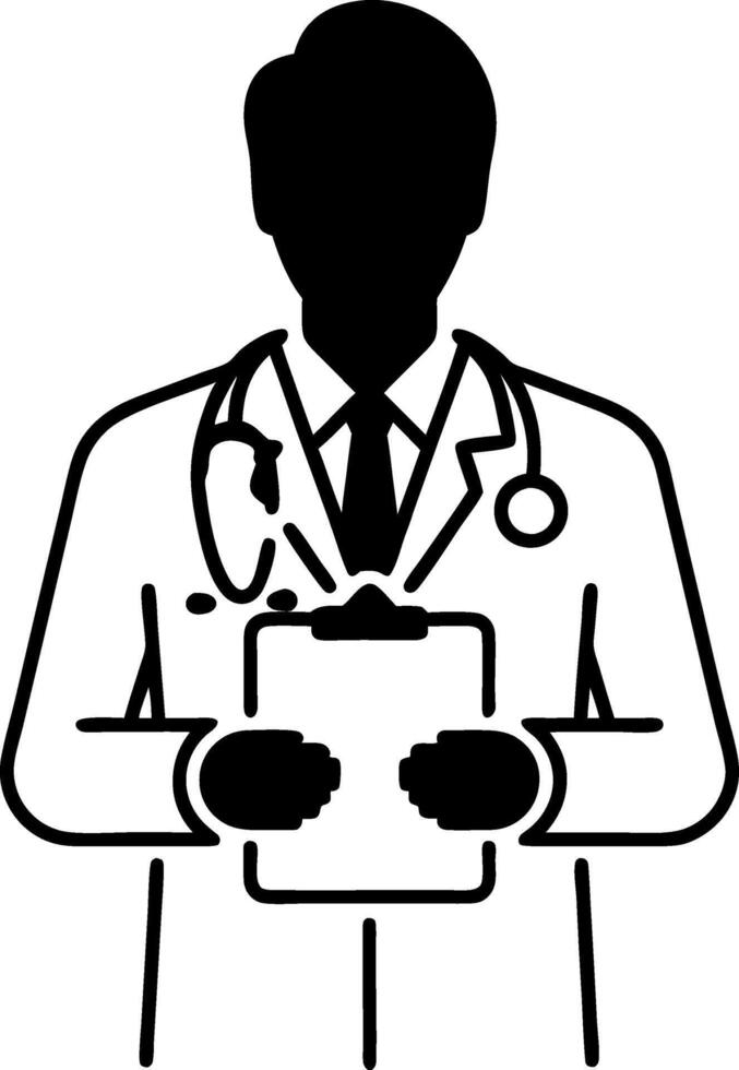 Doctor Silhouette with Stethoscope and Clipboard Illustration vector