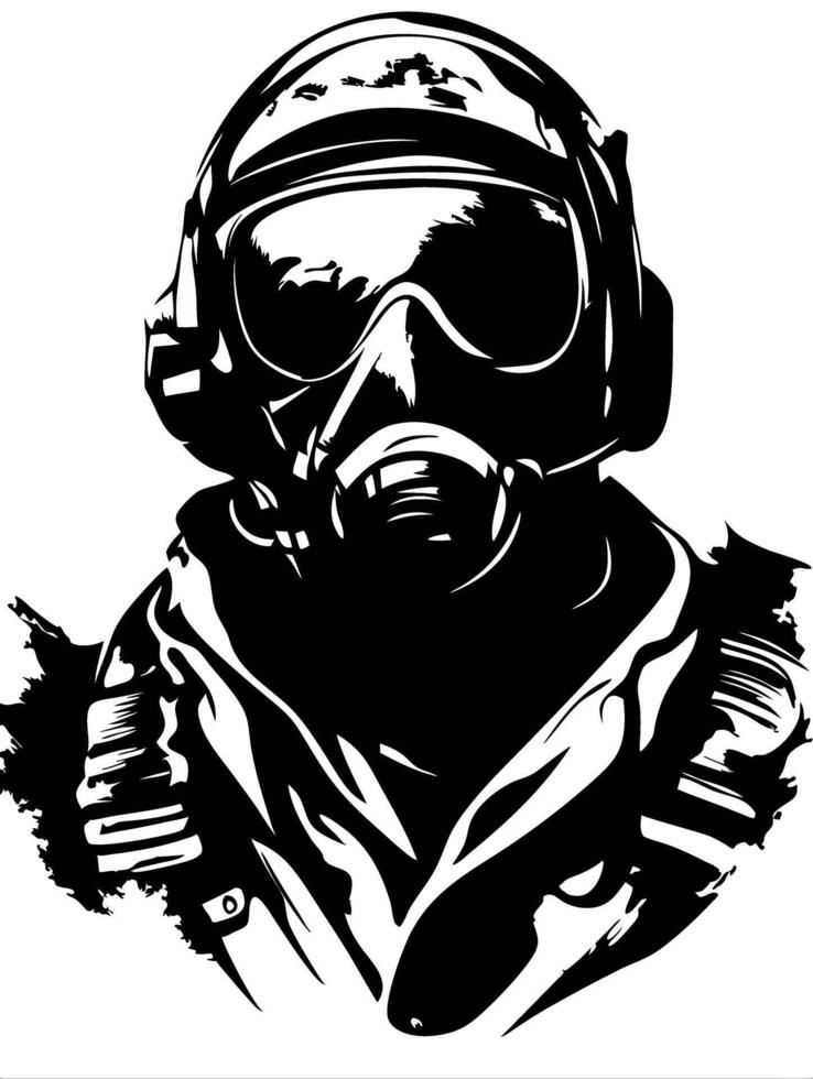 Illustration of Tactical Gas Mask Soldier for Military and Survival Designs vector