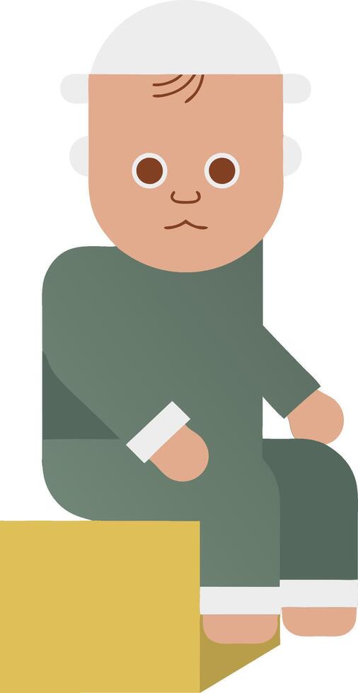Illustration Historical Figure Child Sitting Simple Design vector