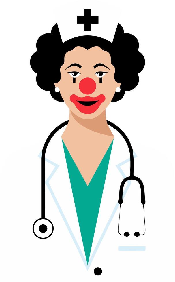Smiling Nurse Clown Character Illustration with Stethoscope vector