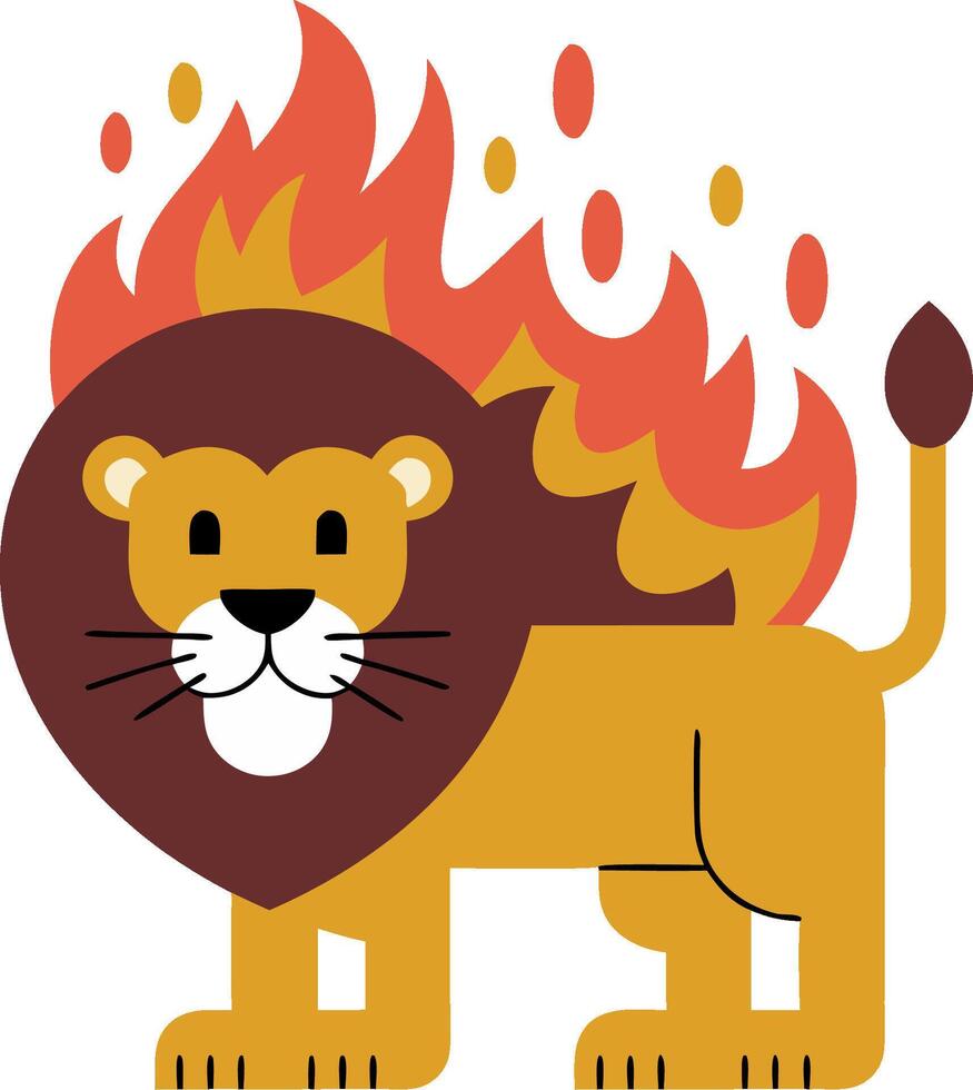 Fierce Lion with Fiery Mane Illustration for Creative Designs vector