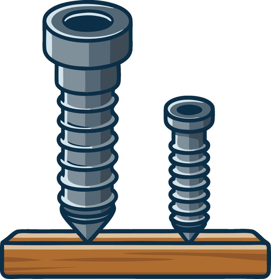 Illustration of Metal Screws with Wooden Plank for Construction and Design vector