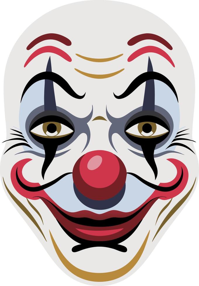 Creepy Clown Face Art for Halloween or Carnival Themes vector