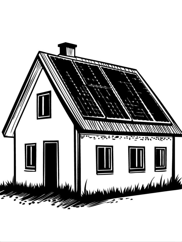 Eco Friendly House with Solar Panels Illustration for Sustainability Design vector