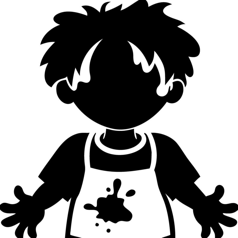 Child Silhouette with Messy Apron for Art Projects and Education vector