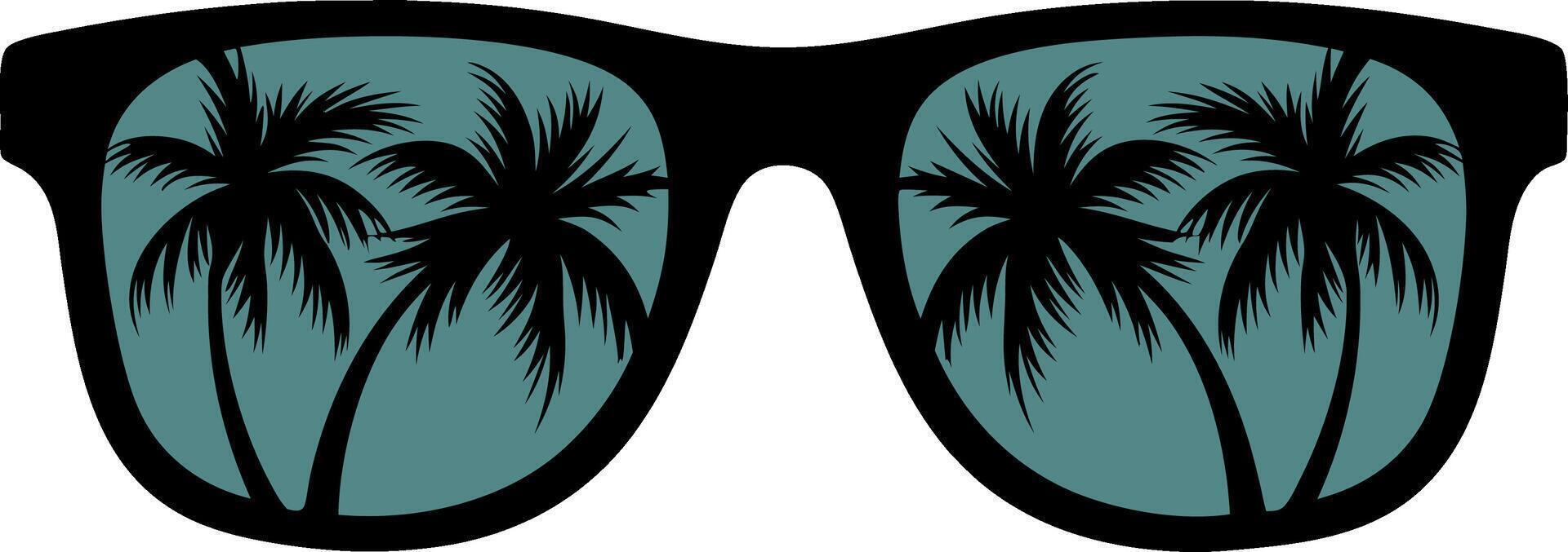 Sunglasses with Palm Tree Reflection for Summer Designs and Travel Themes vector