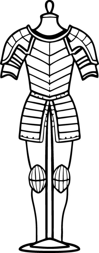 Medieval Knight Armor Outline Illustration for Design and Educational Use vector