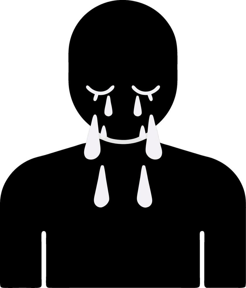 Minimalist Silhouette Crying Person Emotional Expression Art Design vector