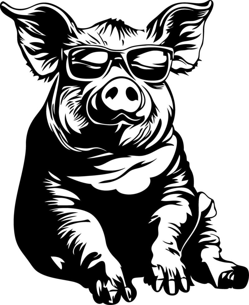 Hip Stylish Pig in Sunglasses Illustration for Design and T-shirts vector