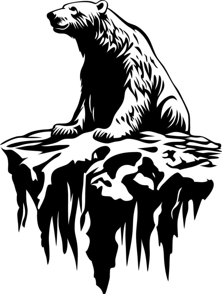 Majestic Bear Silhouette on Cliff Art for Wildlife Tattoos and Nature Designs vector