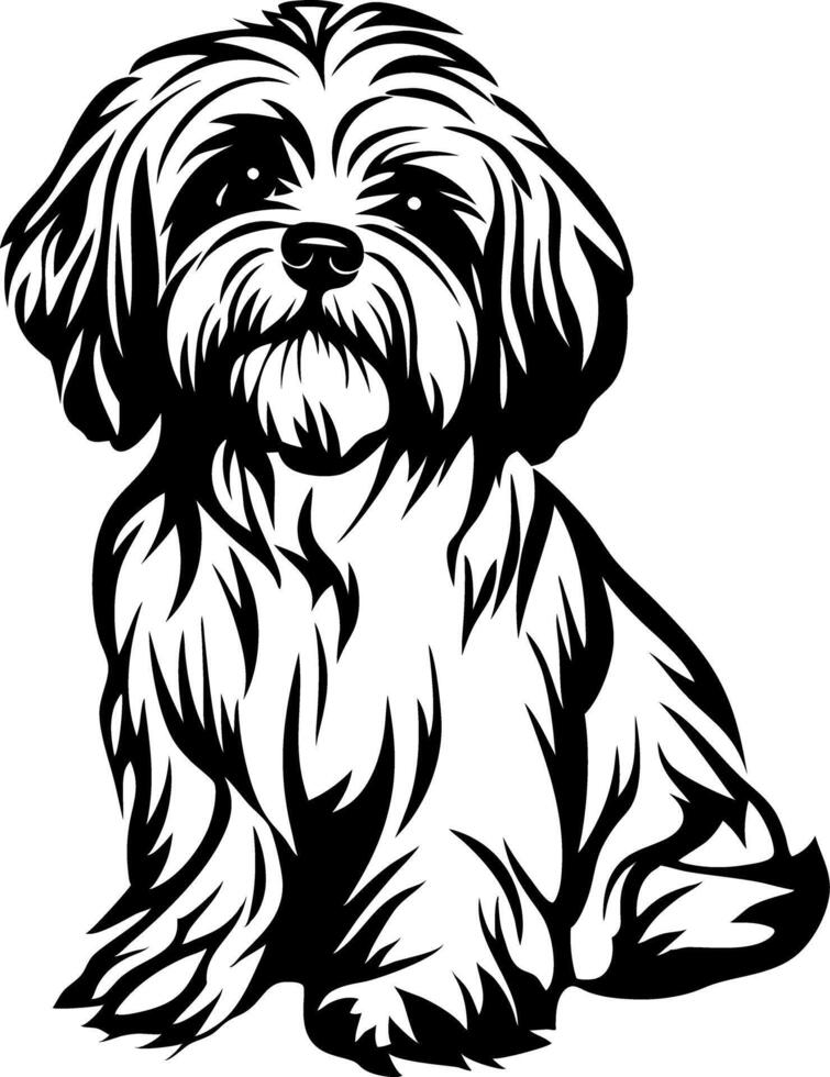Fluffy Dog Art Illustration for Tattoos and Coloring Books vector