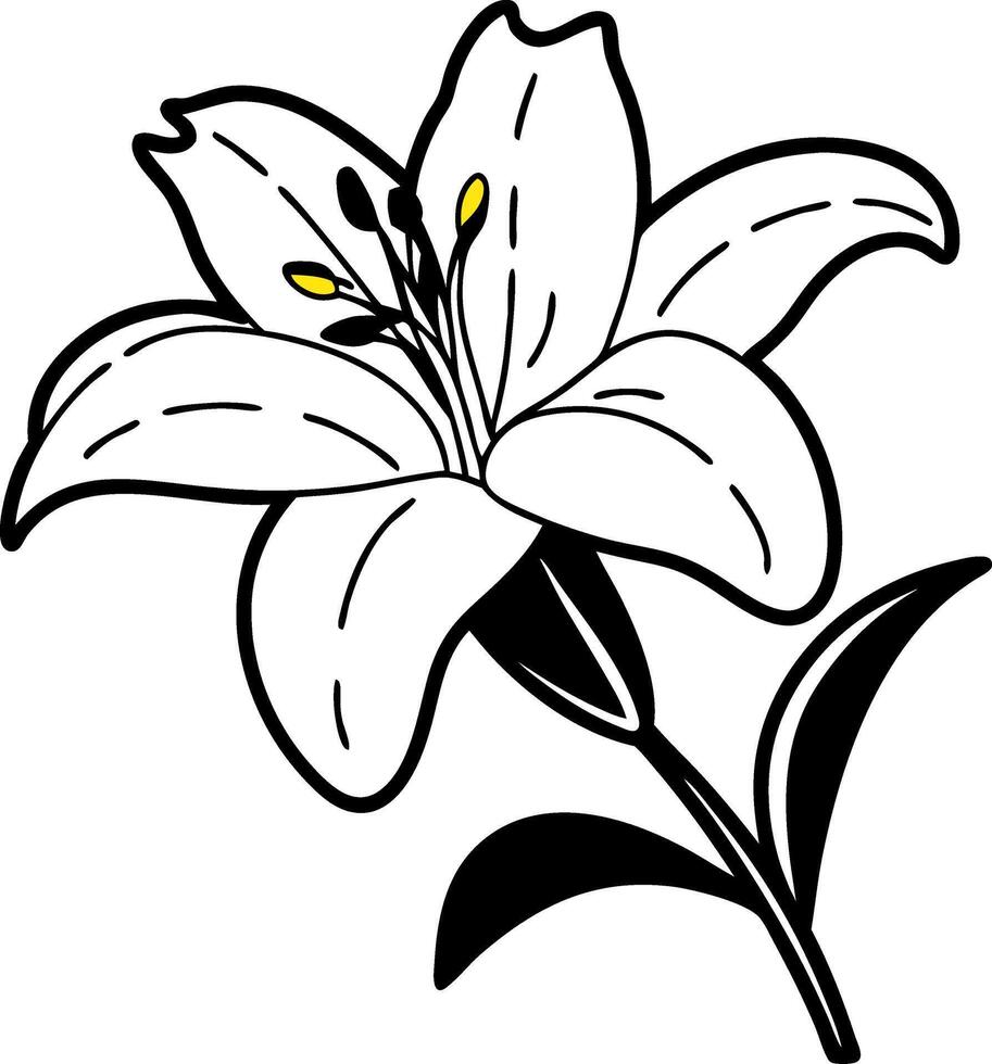 Elegant Black Lily Flower Graphic for Tattoos and Coloring Books vector