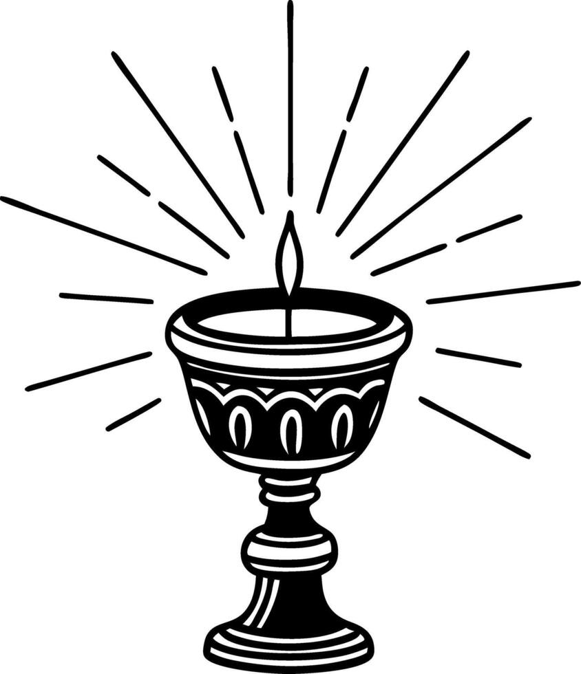 Decorative Candle Holder with Radiant Light Illustration for Spiritual Design vector