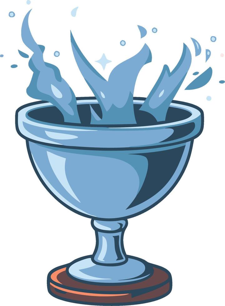 Blue Chalice Splashing Water Illustration for Decorative Design vector