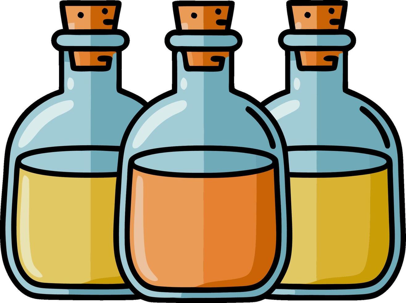 Colorful Glass Potion Bottles with Corks Illustration for Craft and Design vector
