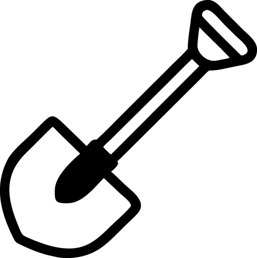 Black Outline Shovel for Gardening and Construction Design Projects vector