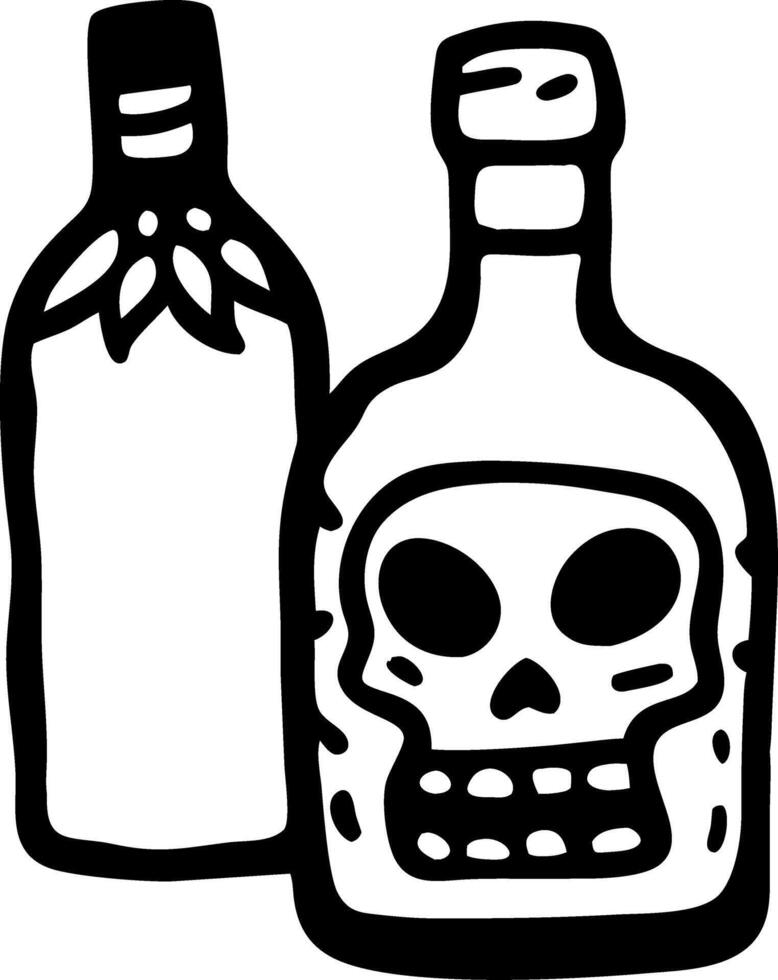 Skull Bottle Art for Halloween Decor and Tattoo Design vector