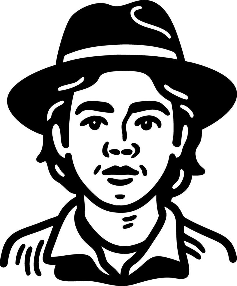 Illustration Portrait of Person Wearing Fedora Hat for Artistic Designs vector