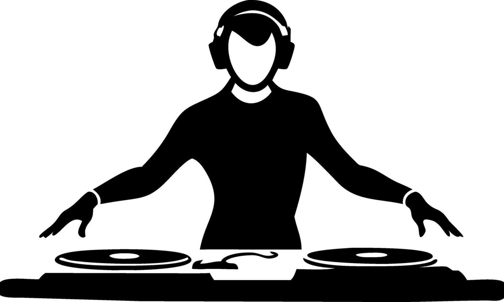 DJ Silhouette Mixing Music for Party and Event Design Projects vector