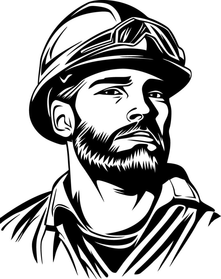 Construction Worker Portrait Art for Illustrations and Graphic Design vector