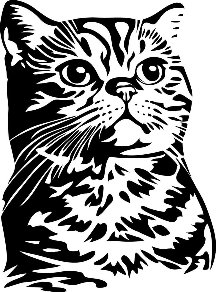 Stylized Cat Portrait Illustration for Tattoos and Decorative Art vector