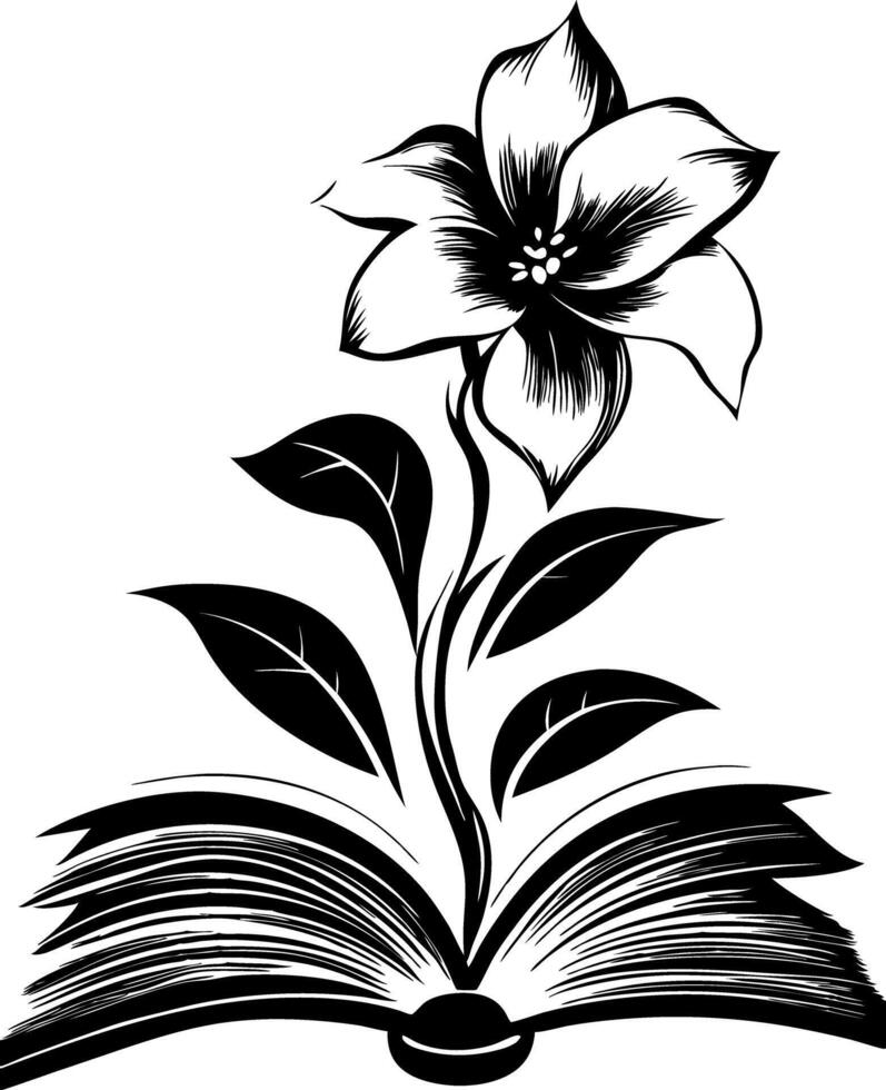 Vibrant Flower Growing from Open Book Illustration for Inspirational Design vector