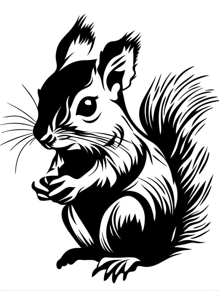 Intricate Squirrel Art Design for Tattoos and Coloring Books vector