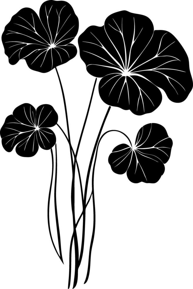 Black Silhouette Botanical Leaves Floral Illustration vector