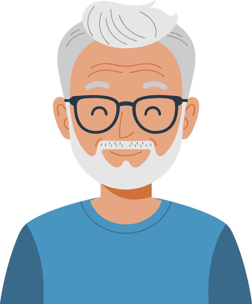 Smiling Elderly Man with Glasses Illustration for Avatar Design vector