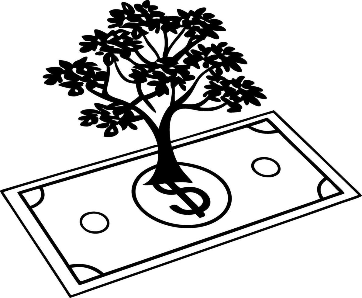 Money Tree Concept Symbolizing Financial Growth and Prosperity vector