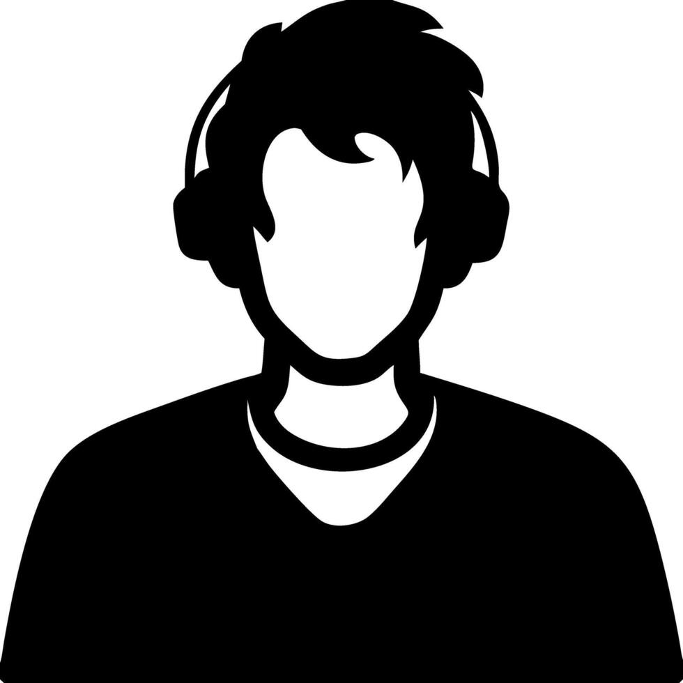 Silhouette of Person Wearing Headphones for Music or Podcast Design vector