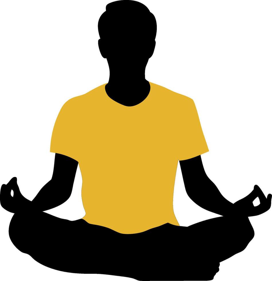Meditation Silhouette in Lotus Pose Illustration for Health and Wellness Designs vector