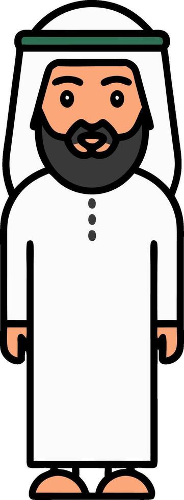 Traditional Middle Eastern Man Illustration in White Thobe for Design and Education vector