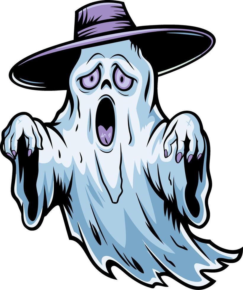 Spooky Ghost with Witch Hat for Halloween Decor and Crafts vector