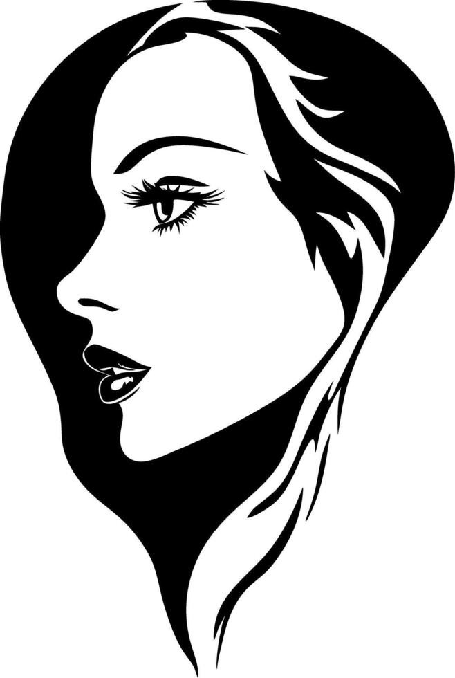 Elegant Female Profile Silhouette Design for Art and Tattoo Inspiration vector