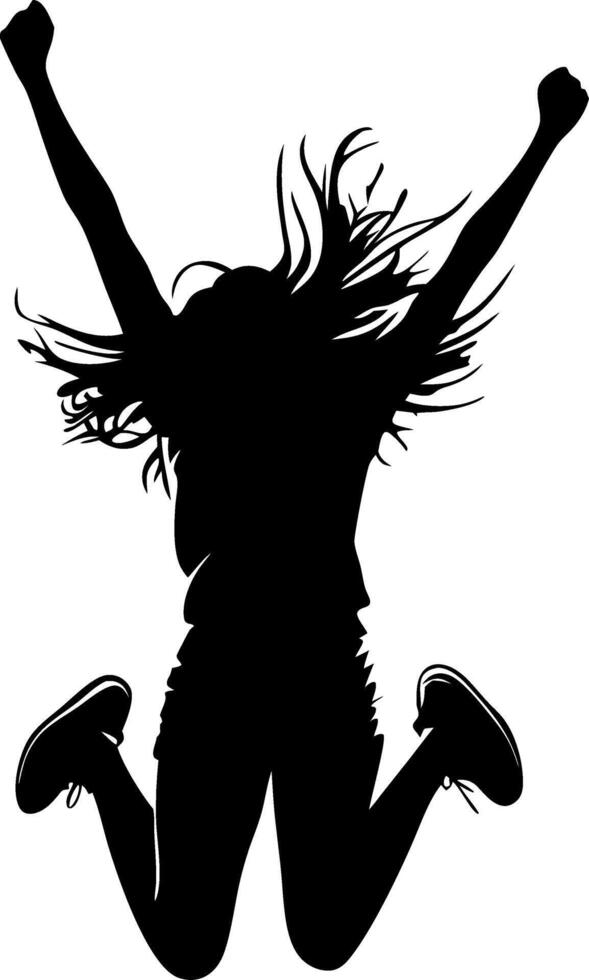 Energetic Silhouette of Jumping Person Celebrating Freedom and Joy vector